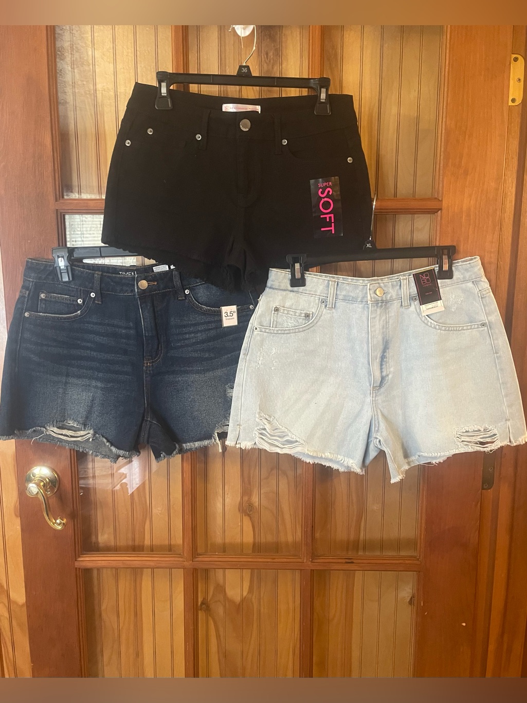 3 For $18 Three-Pack Women's Casual Denim Shorts - Black, Dark Blue & Light Blue